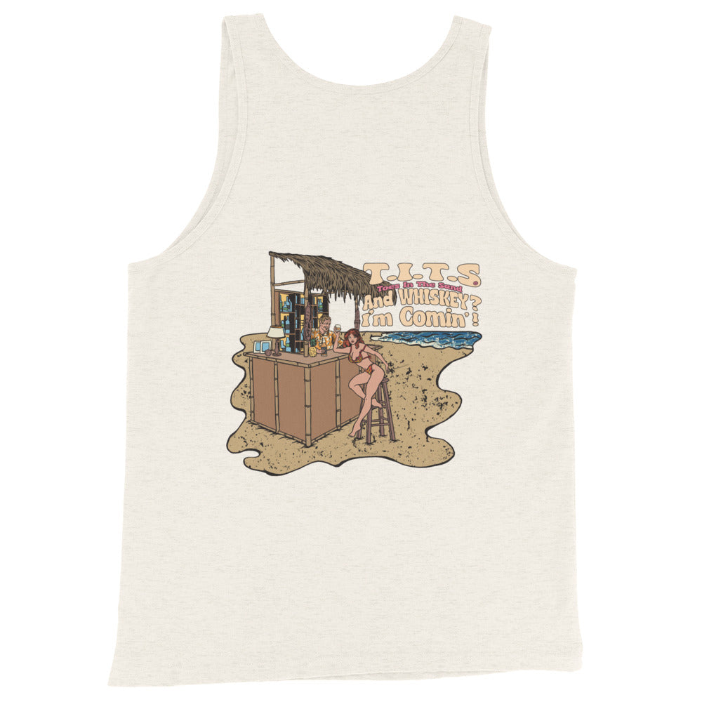 Beach tank top to stay cool on those hot beach days with a cocktail in the hand and TOES IN THE SAND. Beach whiskey shots and funny tank tops. Yeah baby! • 100% combed and ringspun cotton • Tri-blends are 50% polyester/25% combed/25% ringspun cotton/rayon • Fabric weight: 4.2 oz/yd² (142.40 g/m²), triblends: 3.8 oz/yd² (90.07 g/m²) • 30 singles thread weight • Side-seamed