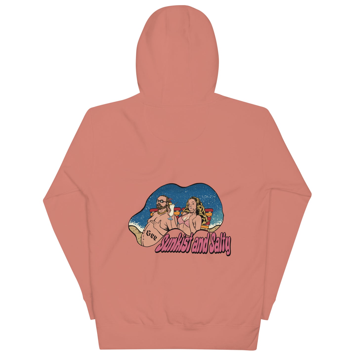 Beach Hoodie, sundown style. Sun kissed and salty. Heavy weight drinking hoodie flair for when your beach day turns to night. There's no such thing as an offensive hoodie at your favorite beach bar! You should know that these hoodies can be a bit form fitting. Fellas, if you'll be drinking all day at the beach, you may want to size up. Ladies, you should be all set.