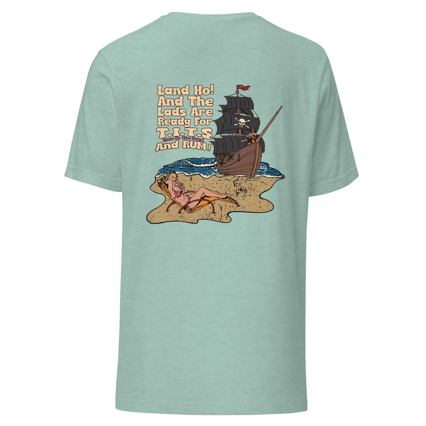 Funny drinking t shirt that's perfect for relaxing at the beach or lounging at your favorite cantina with an ice cold beverage in hand. When the booze is flowing, offensive t shirts just don't exist! Show your sophistication for the finer things in style and comfort. This is a unisex shirt and comfy for all T.I.T.S. • 100% combed and ring-spun cotton (Heather colors contain polyester) • Fabric weight: 4.2 oz./yd.² (142 g/m²) • Pre-shrunk fabric • Side-seamed construction • Shoulder-to-shoulder taping