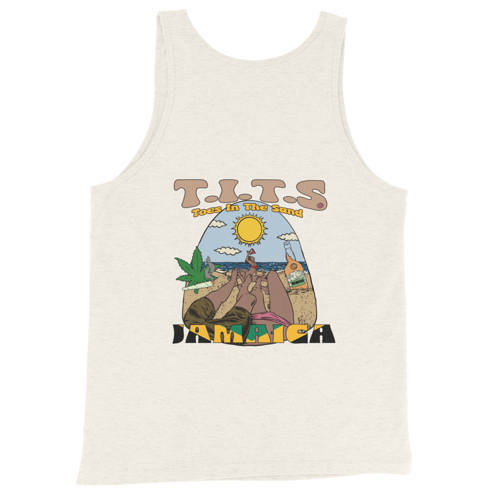 Beach tank top to stay cool on those hot beach days with a cocktail in the hand and TOES IN THE SAND. Beach tequila shots and funny tank tops. Yeah baby!   • 100% combed and ringspun cotton • Tri-blends are 50% polyester/25% combed/25% ringspun cotton/rayon • Fabric weight: 4.2 oz/yd² (142.40 g/m²), triblends: 3.8 oz/yd² (90.07 g/m²) • 30 singles thread weight • Side-seamed