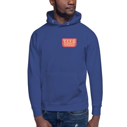 Beach hoodie, sundown style. T.I.T.S. and tequila? I'm comin'! Heavy weight tequila hoodie flair for when your beach day turns to night.  There's no such thing as an offensive hoodie at your favorite beach bar!  You should know that these hoodies can be a bit form fitting.  Fellas, if you'll be drinking all day at the beach, you may want to size up.  Ladies, you should be all set.